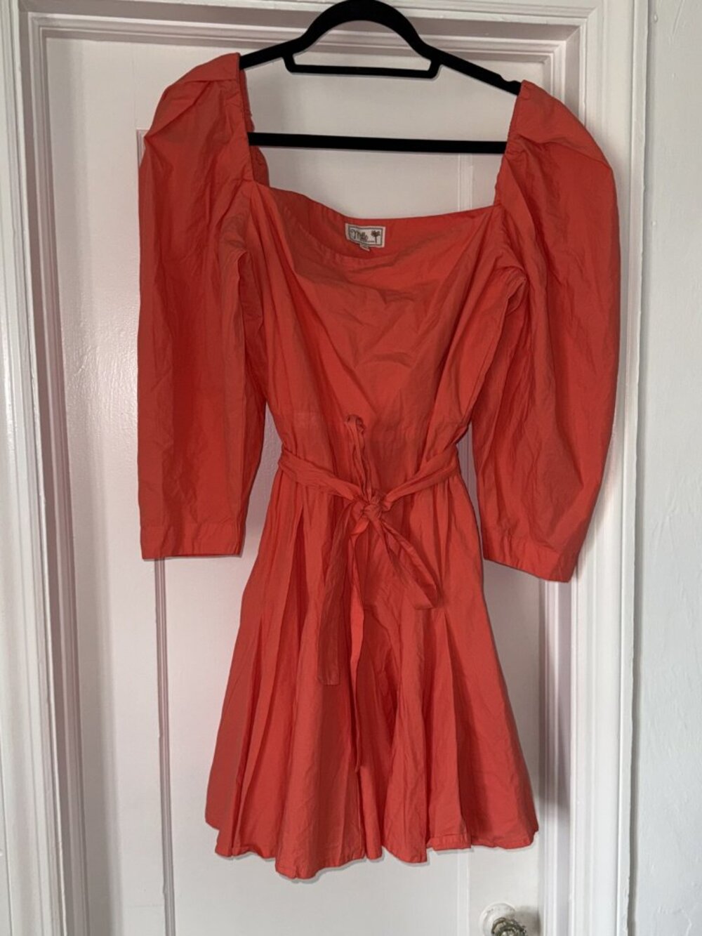 $258 MILLE Anais Melon Cotton Puff Sleeve Mini Dress XL
